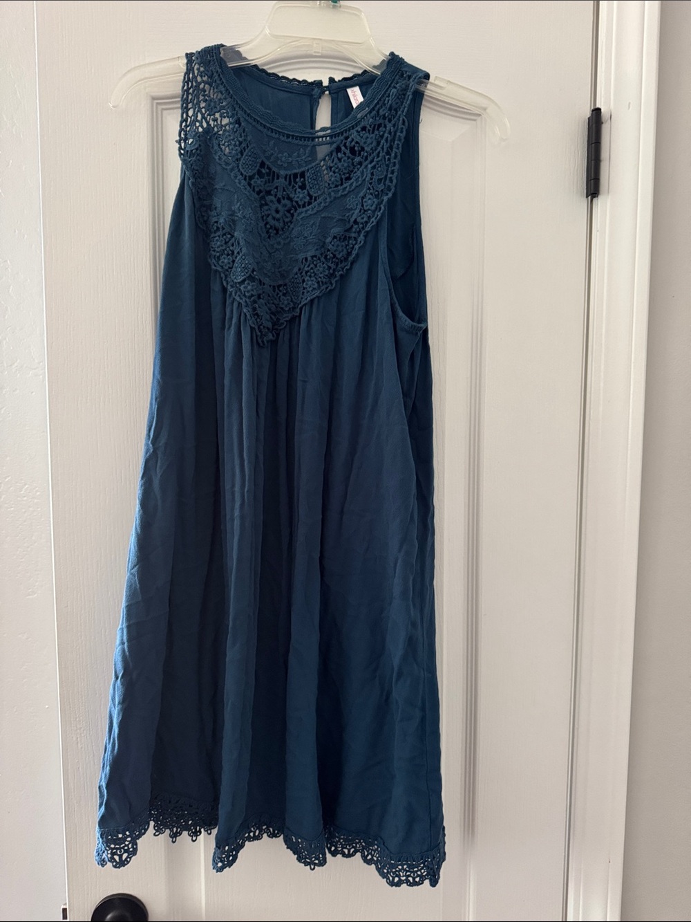Xhilaration Teal Blue Crochet Yoke Dress